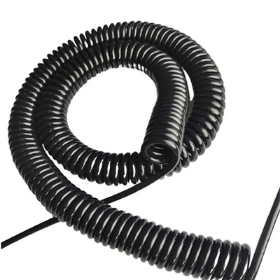 Твердо черный ТПУ покрытие безопасности спиральный кабель на заказ длина 1 / 1.2 / 1.5 / 3 / 5M