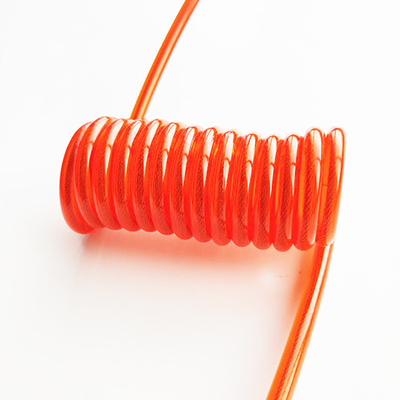 Защитная стальная проволока катушка пружина шнурка Прозрачный оранжевый пластик PU покрытый