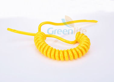 Яркий силовой кабель ПУ желтого цвета свернутый спиралью Туббинг, Ропе дизайн спиральной кабельной проводки поворачивая на шарнирах